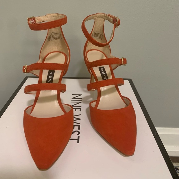 Red/orange strapped heels - Picture 3 of 4